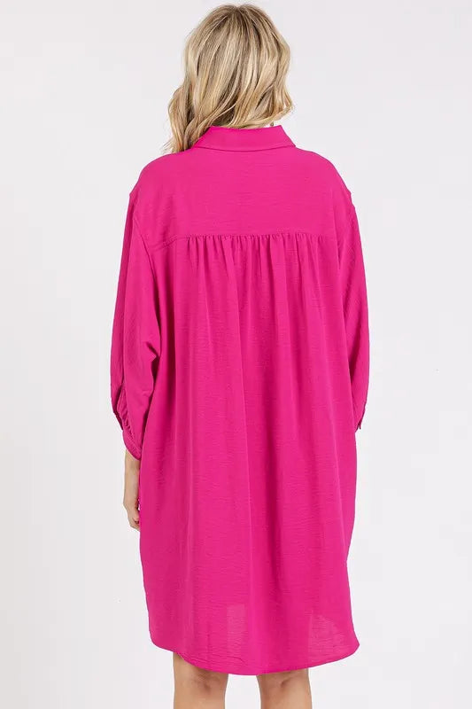 Mittoshop Airflow 3/4 Sleeve Buttoned Shirt Mini Dress 47309403-6d39-45ae-aca8-8cb0b333f03f-Max