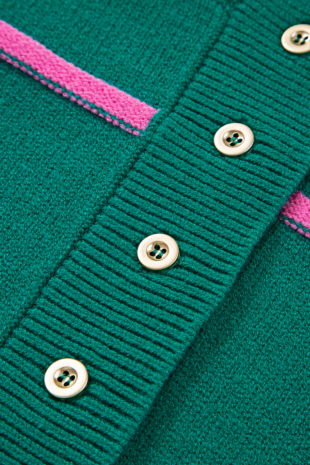 Green Striped Half Button Drop Shoulder Oversized Sweater 47673f71a5a9fc22