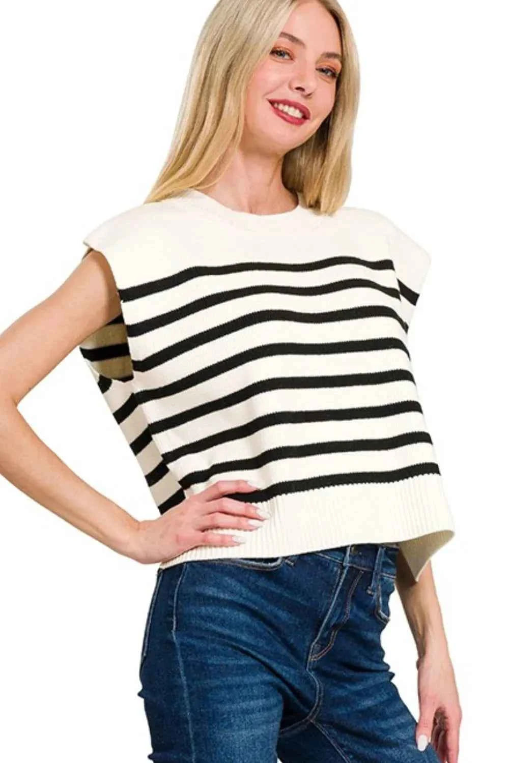 Zenana Oversized Crew Neck Stripe Sweater Vest 4799ebc6-5854-493f-b8a9-c16b337cf546-Max-Origin