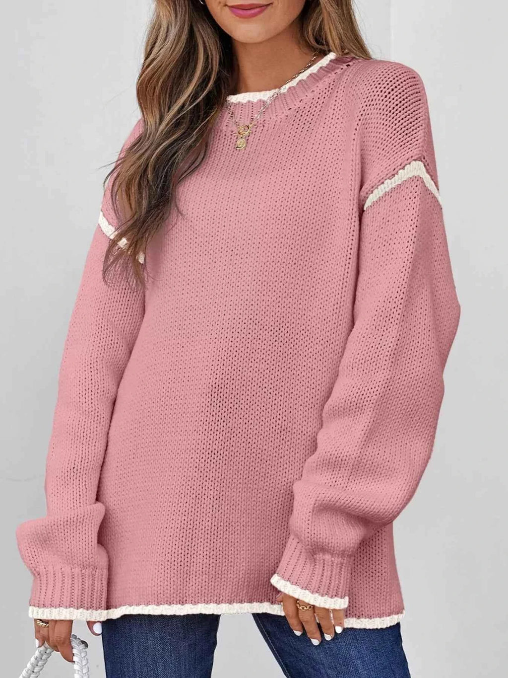 Contrast Trim Long Sleeve Sweater 47c0ba3a904a45c5a8c717040d7224f2-Max-Origin