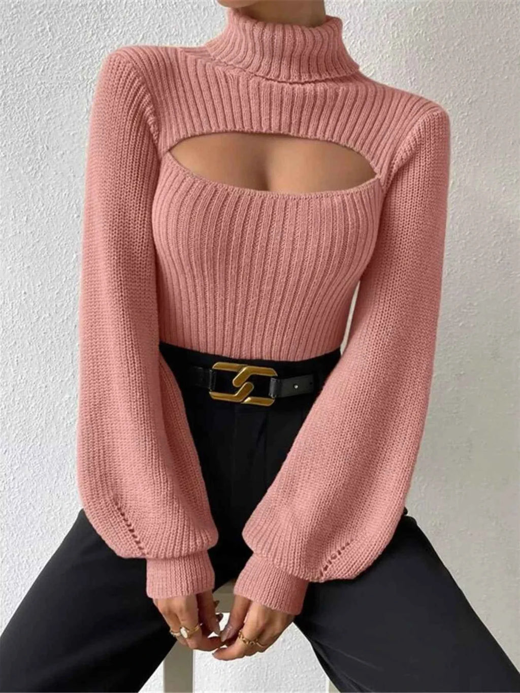 Cutout Front Turtleneck Long Sleeve Sweater 482781b4722a4262a4ccaea09991c4c6-Max-Origin