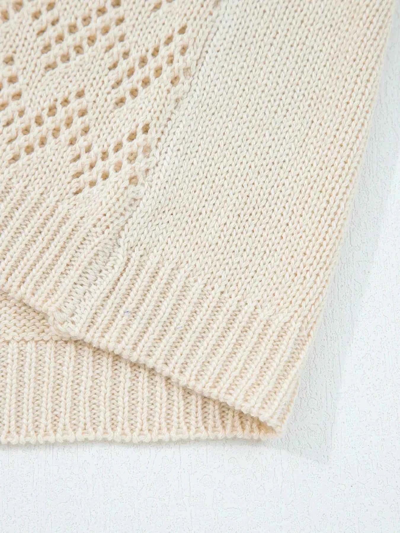 Hollowed Knit Open Front Cardigan 482b179e92ee4f0da25d5d7613d359fe-Max-Origin