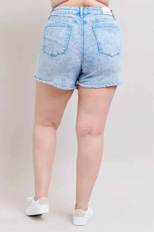 Judy Blue Plus Size Mid Rise Garment Dyed Denim Shorts
