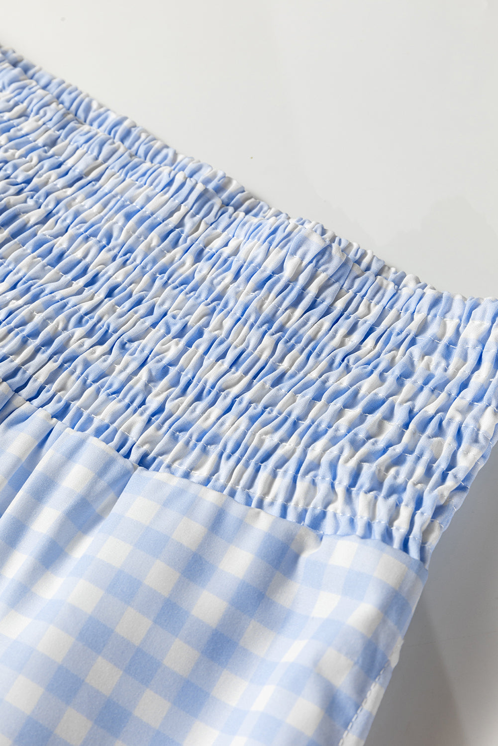 Myosotis Gingham Smocked High Waist Loose Pants 48ca481109a20934