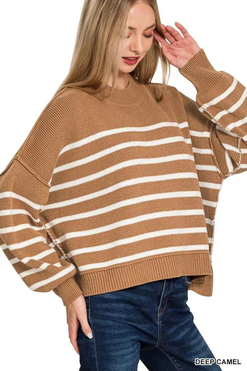 Zenana Exposed Seam Striped Oversized Sweater 48ca801cb047412abe302bddabc9e71c-Max-Origin
