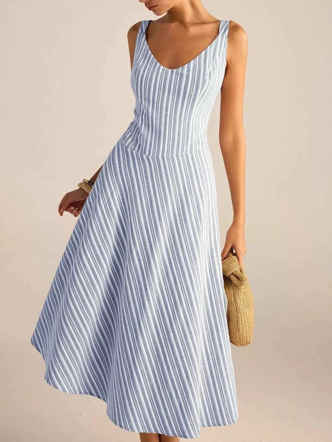 Full Size Striped Sleeveless Midi Dress Plus Size Light Blue 49501b60-5fd0-4315-b2cd-169ad8225220-Max-Origin