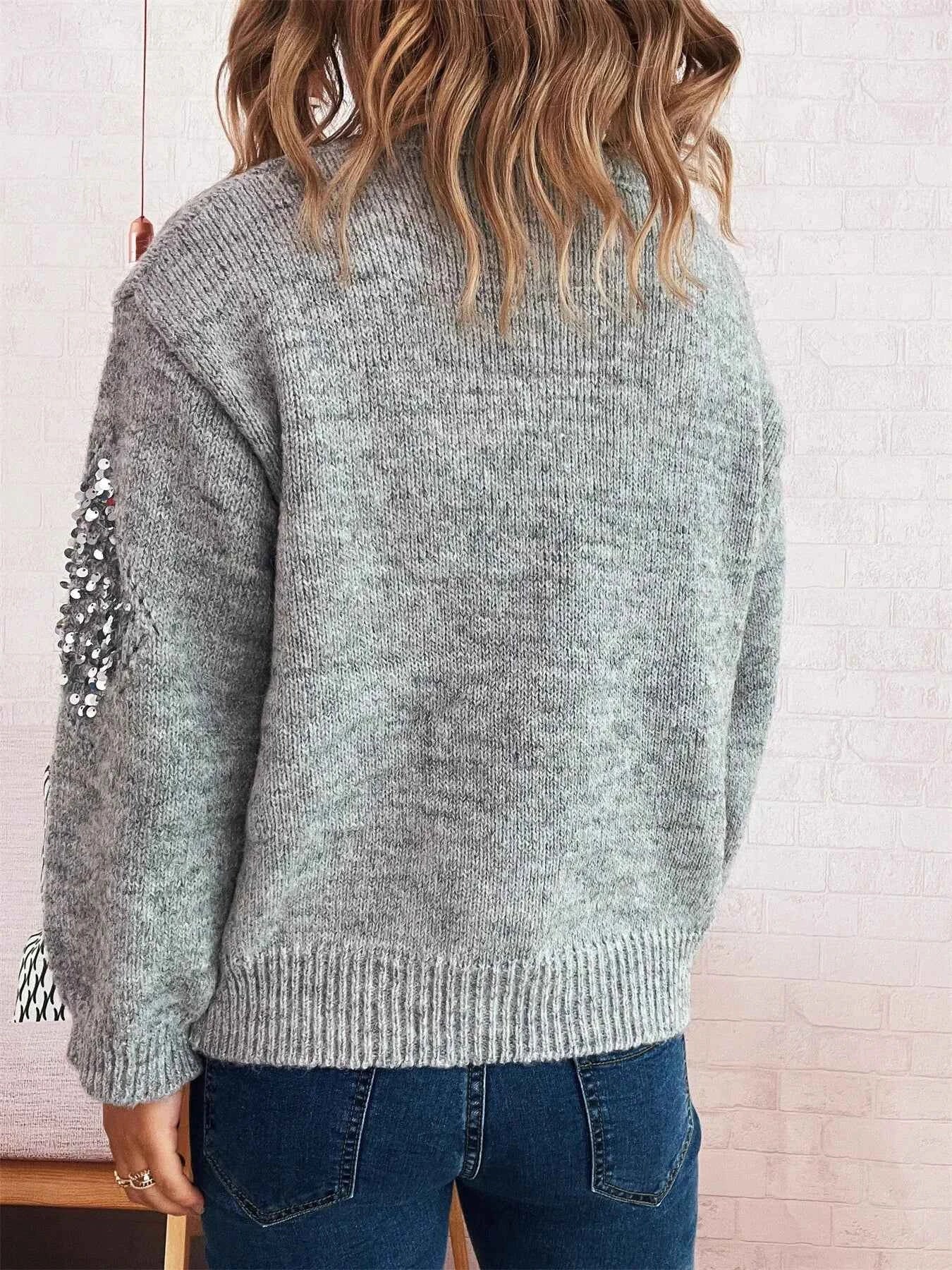 Sequined Diamond Pattern Oversized Sweater 495a1f4d0c45423b9acca2b71fa20ee7-Max-Origin