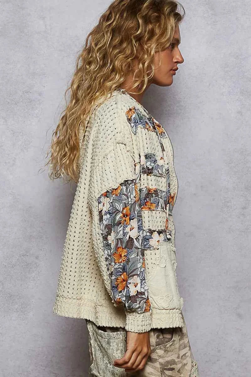 POL Zip Up Floral and Lace Patch Washed Hoodie 49637d0e-f803-4751-82b1-10a57c936962-Max-Origin