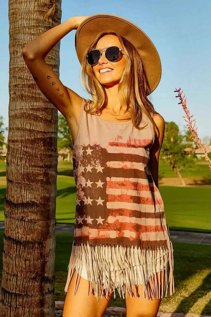 BiBi American Flag Print Knit Sleeveless Top 4986838f8fdf4134821cc6e92cf06b0a-Max-Origin