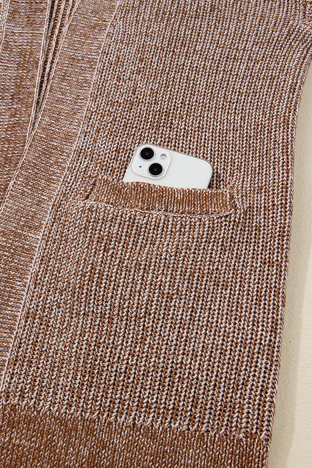 Straw Yellow Open Front Pocket Knit Cardigan 49917307ba402701