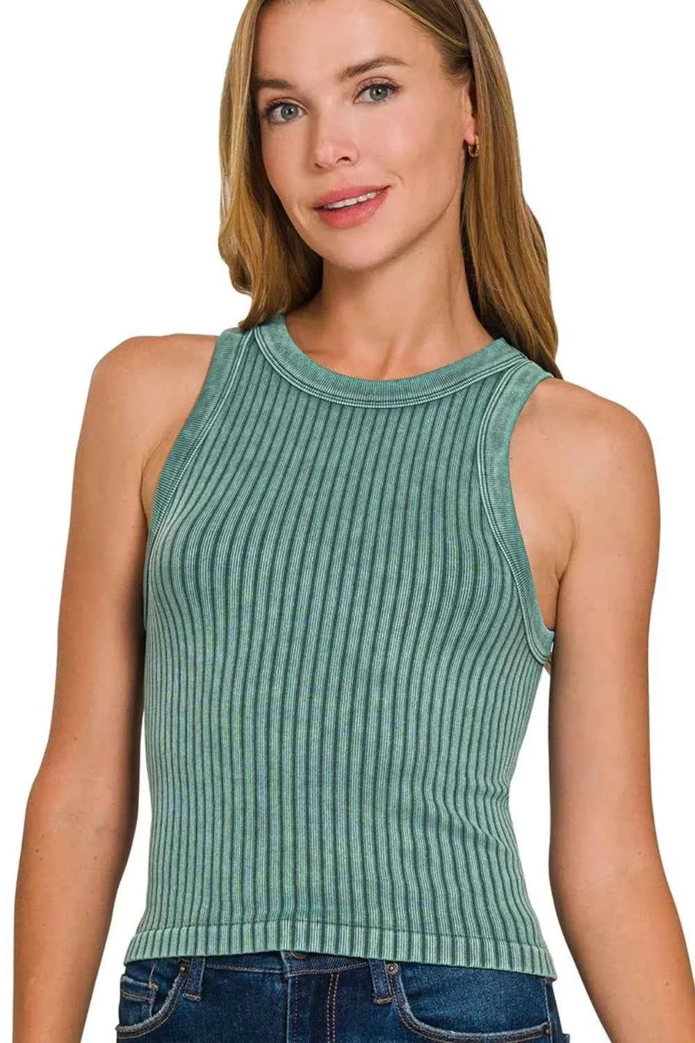Zenana Ribbed Washed Seamless Tank Top ASH JADE 499c9a8d-a651-4331-bd01-8d74f4b8e50f-Max-Origin