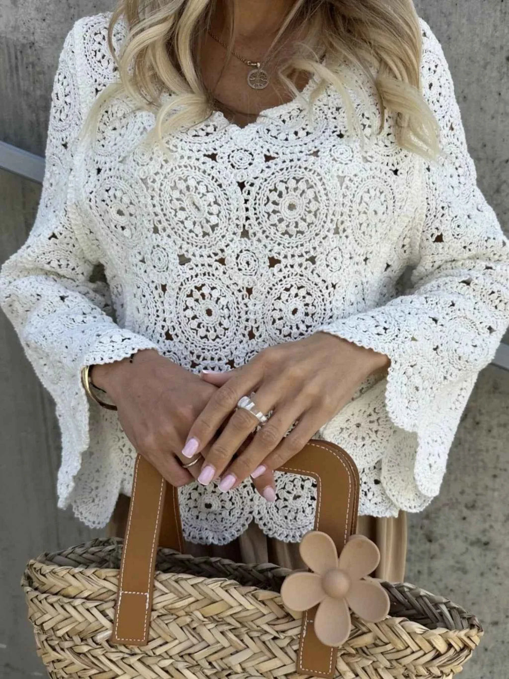 Crochet Lace V-Neck Bell Sleeve Knit Top 49ba3eb5-fd22-4901-863a-dd70fbb50197-Max-Origin