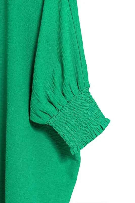 Zenana Airflow Collar Tee with Smocked Sleeve Band Top 49dabb431aab4f3ea00c571aa4763110-Max-Origin