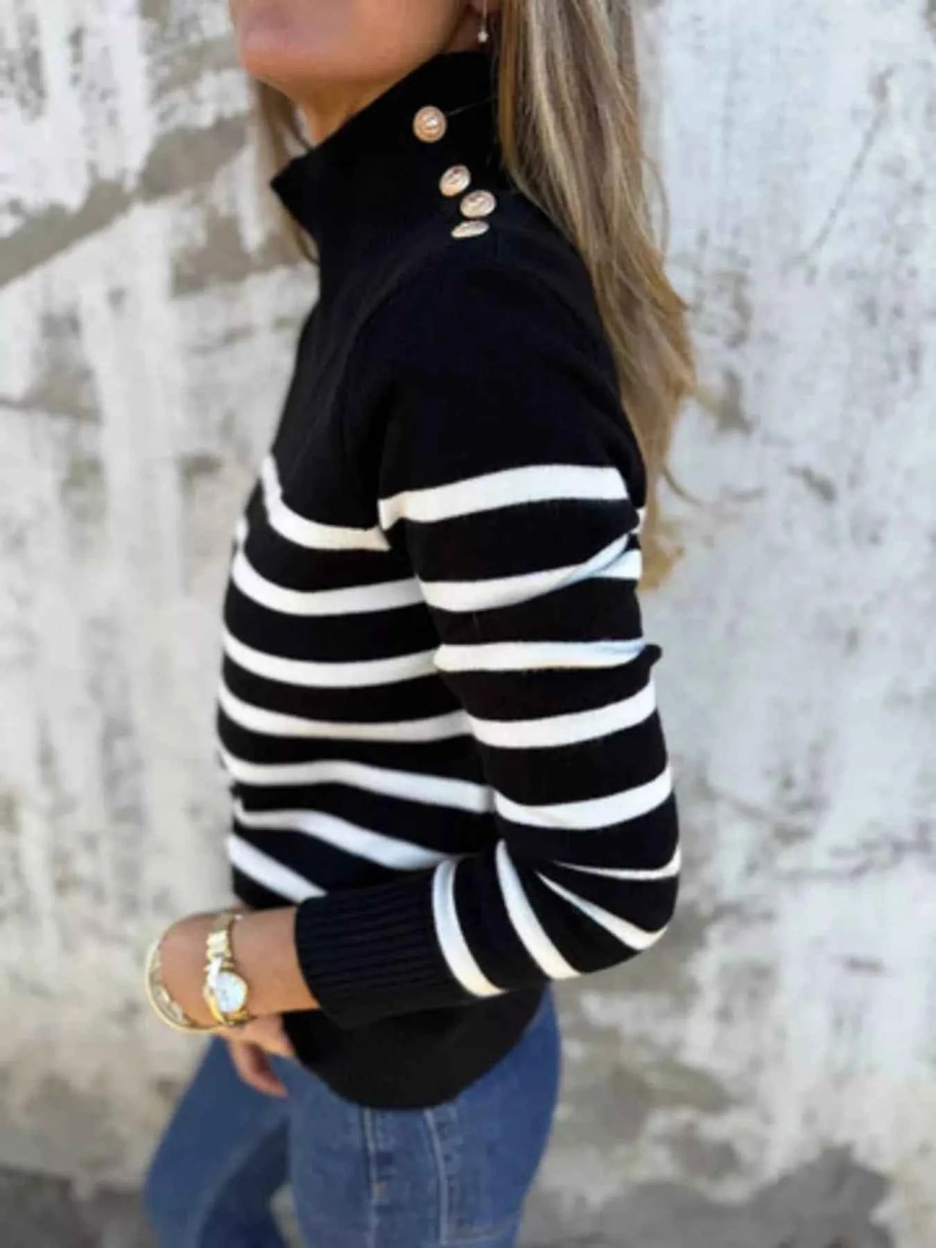 Full Size Striped Turtleneck Long Sleeve Sweater Plus Size 49efadc71c8341fd936b1304fd780ee6-Max-Origin