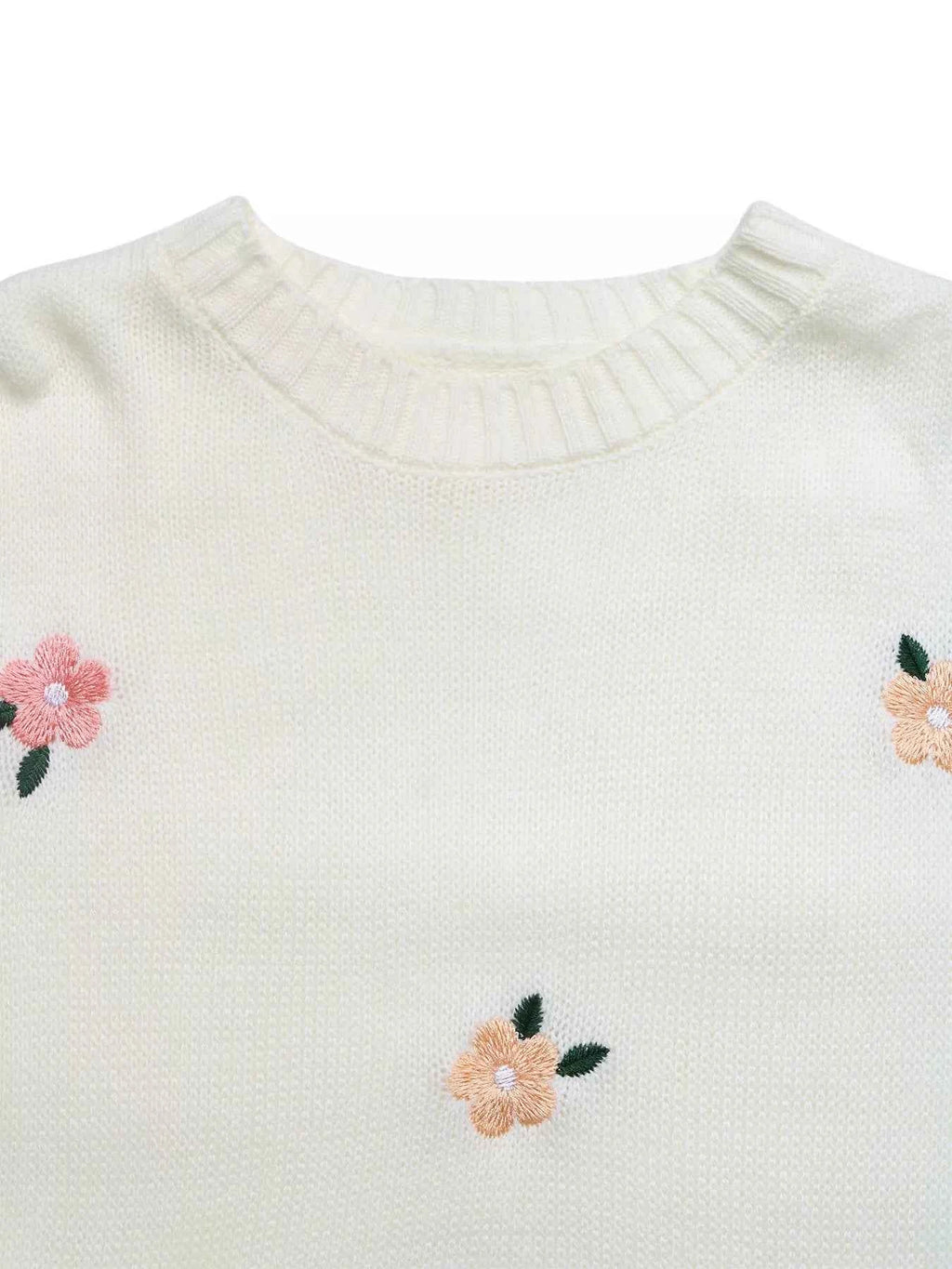 Flower Round Neck Long Sleeve Sweater 49f1f625377841828e1d2ebde3352bbd-Max-Origin