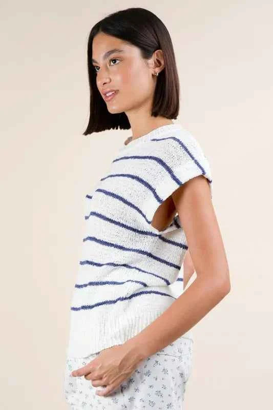 VERY J Striped Knit Sweater Vest Top 49f5e8b8183d4408b403b91d7ca73adf-Max-Origin