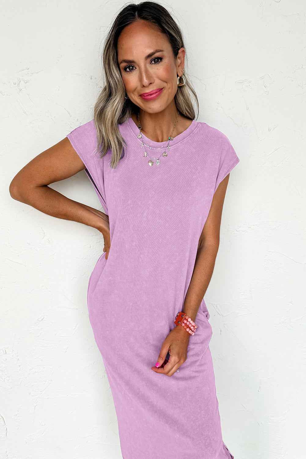 Wisteria Mineral Wash Pocketed T-shirt Dress 4a385a5f8711e079