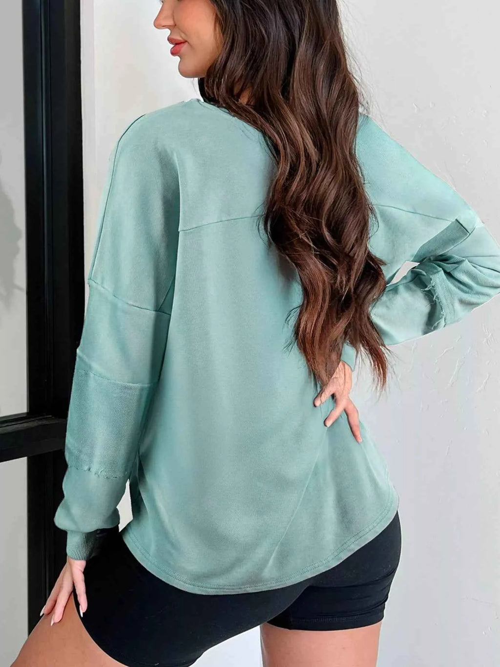 Mineral Wash Exposed Seam Buttoned V Neck Top 4a7d8e31-cd2f-4c6d-9afd-68377f9ac4a1-Max-Origin