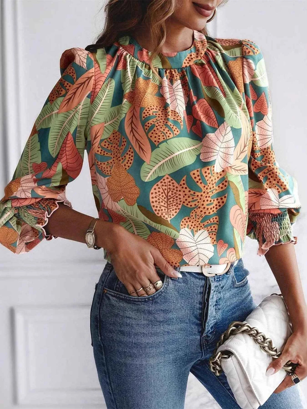Tropical Print Long Sleeve Blouse 4ad4405508fb44ec919ac31d5b3d80c6-Max-Origin