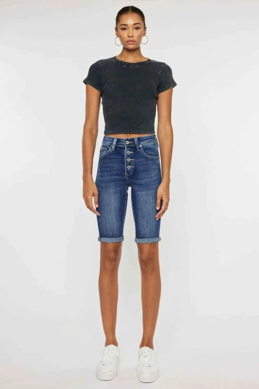 Kancan Full Size Cat's Whiskers Button Fly Denim Shorts 4af79fcd-d835-47ce-9a87-6548bb4cf134-Max