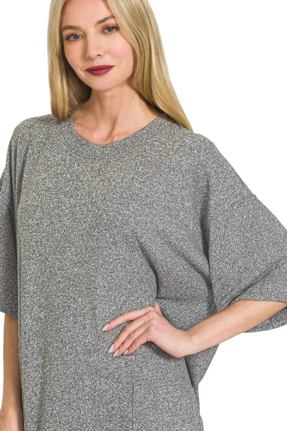 Zenana Soft Melange Hacci T-shirts Dress 4afd3421-2c55-46a5-8903-ee6a5a98fca5-Max-Origin