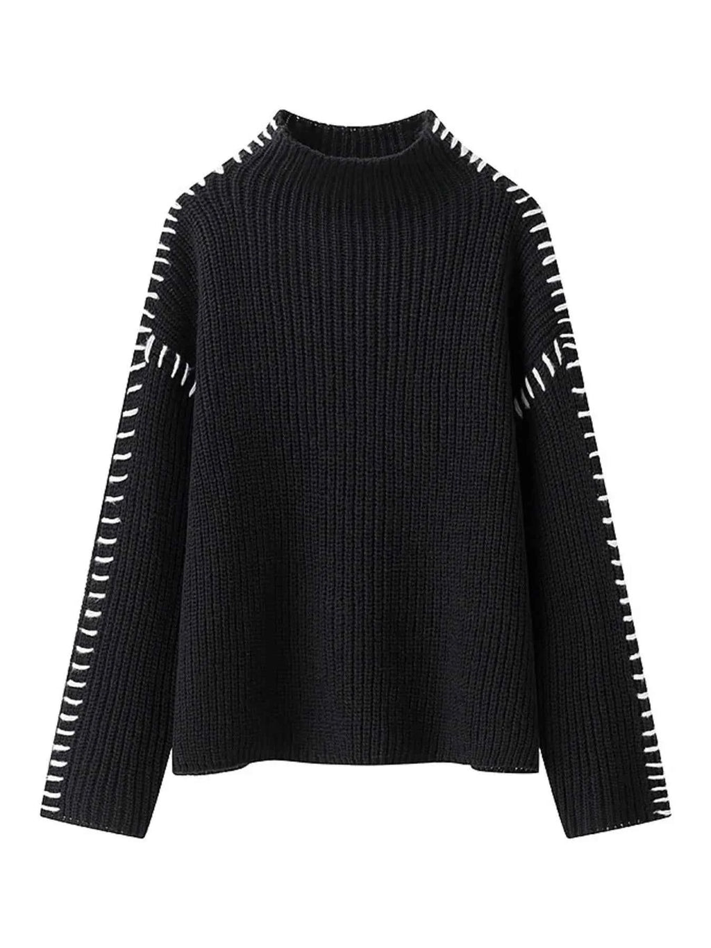 Contrast Mock Neck Long Sleeve Sweater 4b48462d-7b19-4a34-8feb-26db8ad7652c-Max-Origin