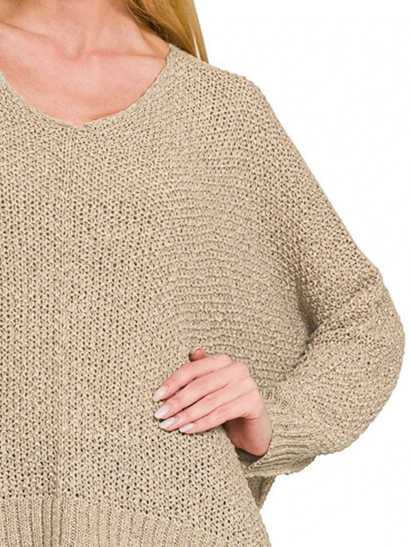 Zenana Dolman Sleeve V-Neck Sweater 4b93c307-a355-42fc-8759-8ecb593701b1-Max-Origin