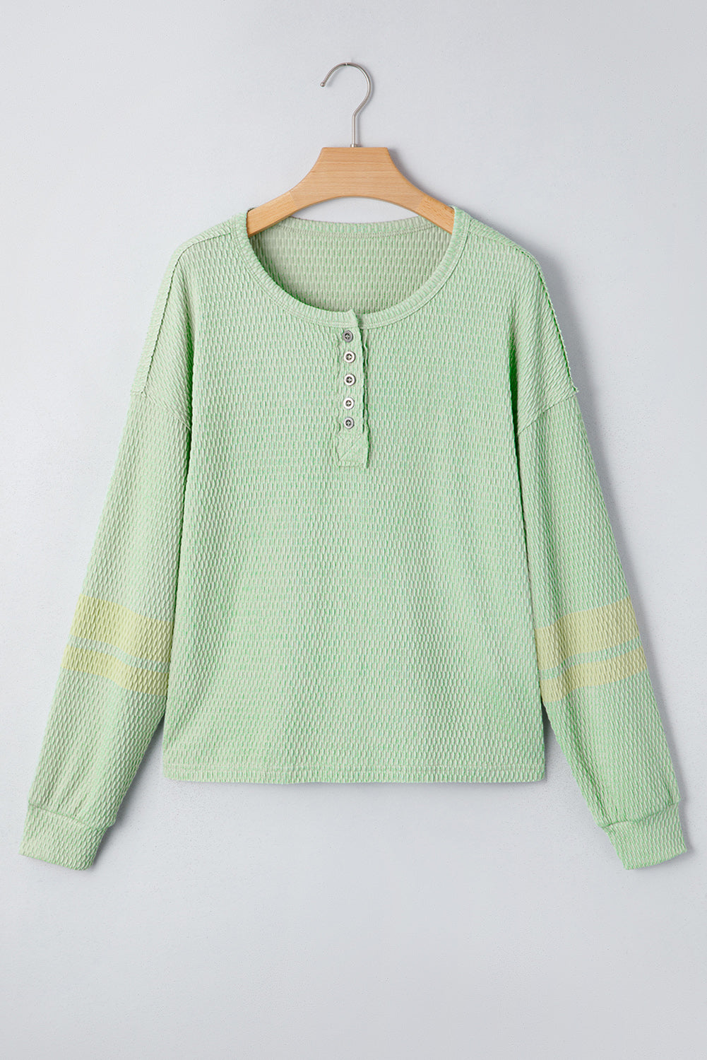 Meadow Mist Green Textured Colorblock Sleeve Henley Sweatshirt 4bb64bebc47667ae
