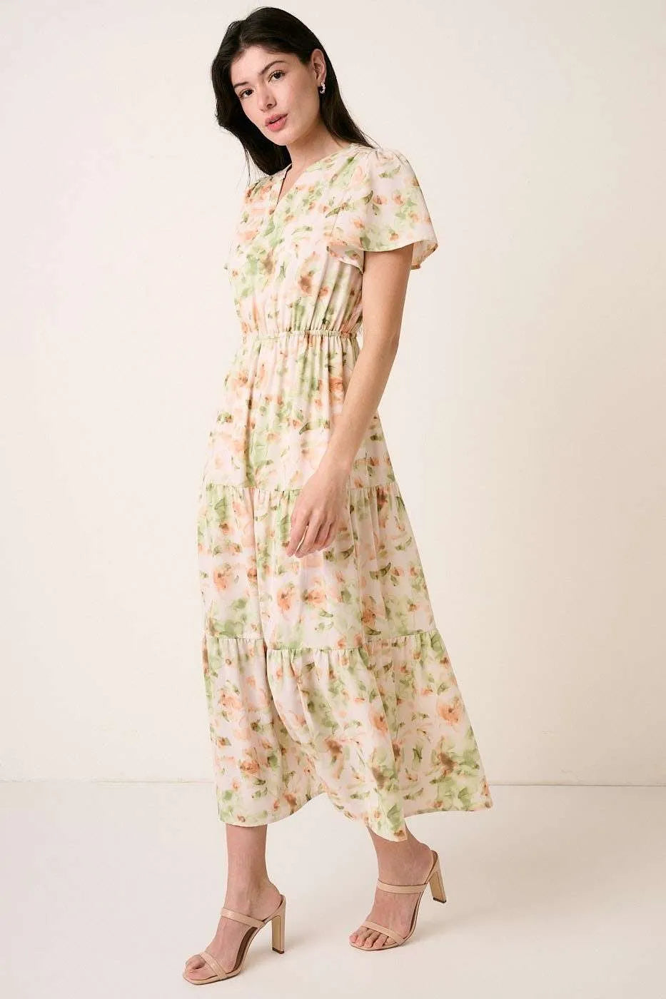 Mittoshop Flower Print Flutter Sleeve V Slit Maxi Dress 4c01ff849c3142e3b5a3dade0339102f-Max-Origin