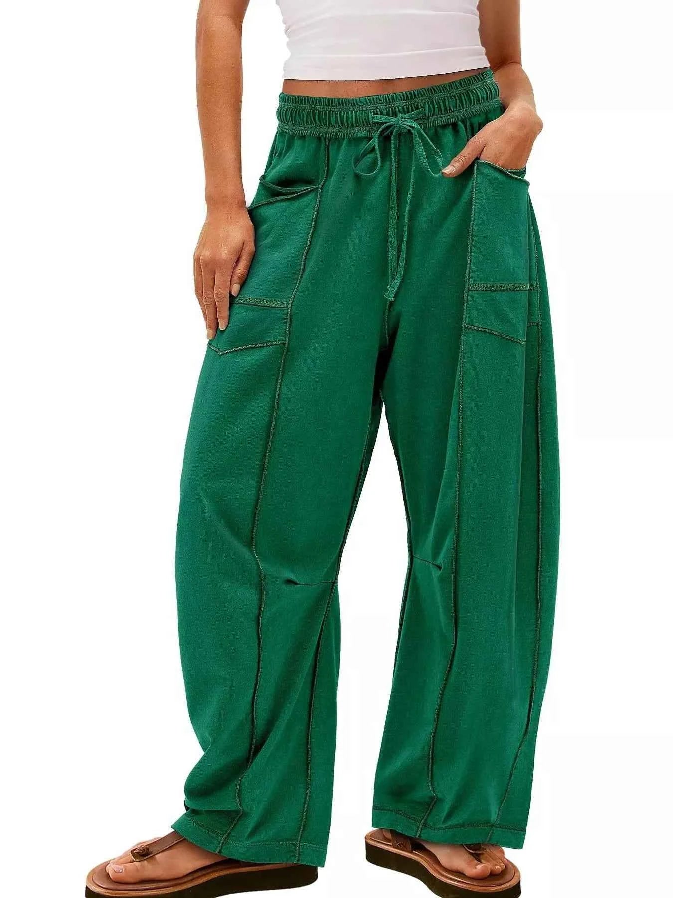 Drawstring Wide Leg Pants Green 4c15ad16-5b3f-466a-be04-11880b0472bb-Max-Origin
