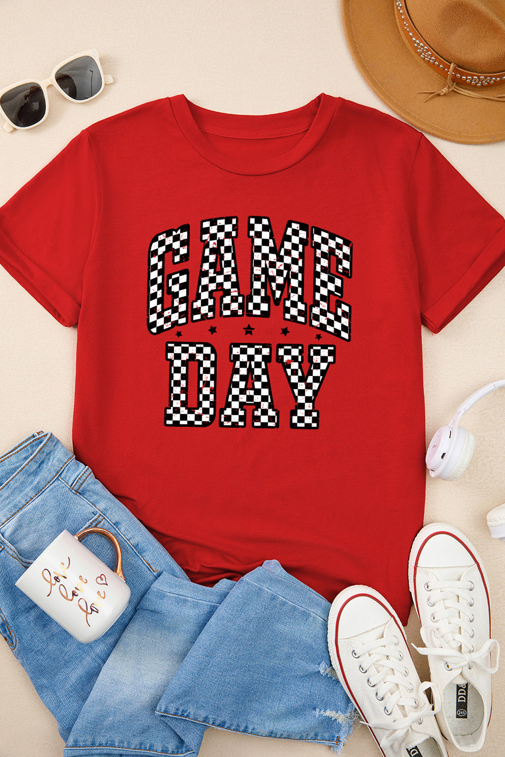 Red Checkered Game Day Graphic T Shirt 4c58c7024270f6ff