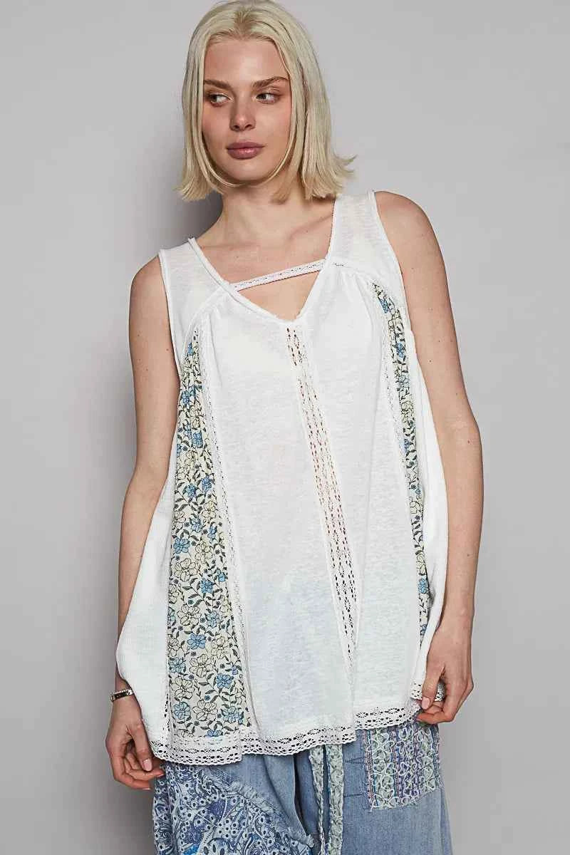 POL V Neck Sleeveless Tank Top with Lace Detail 4c6f900b-5d32-4d1d-b2f6-ebe7d8ddaa3f-Max-Origin