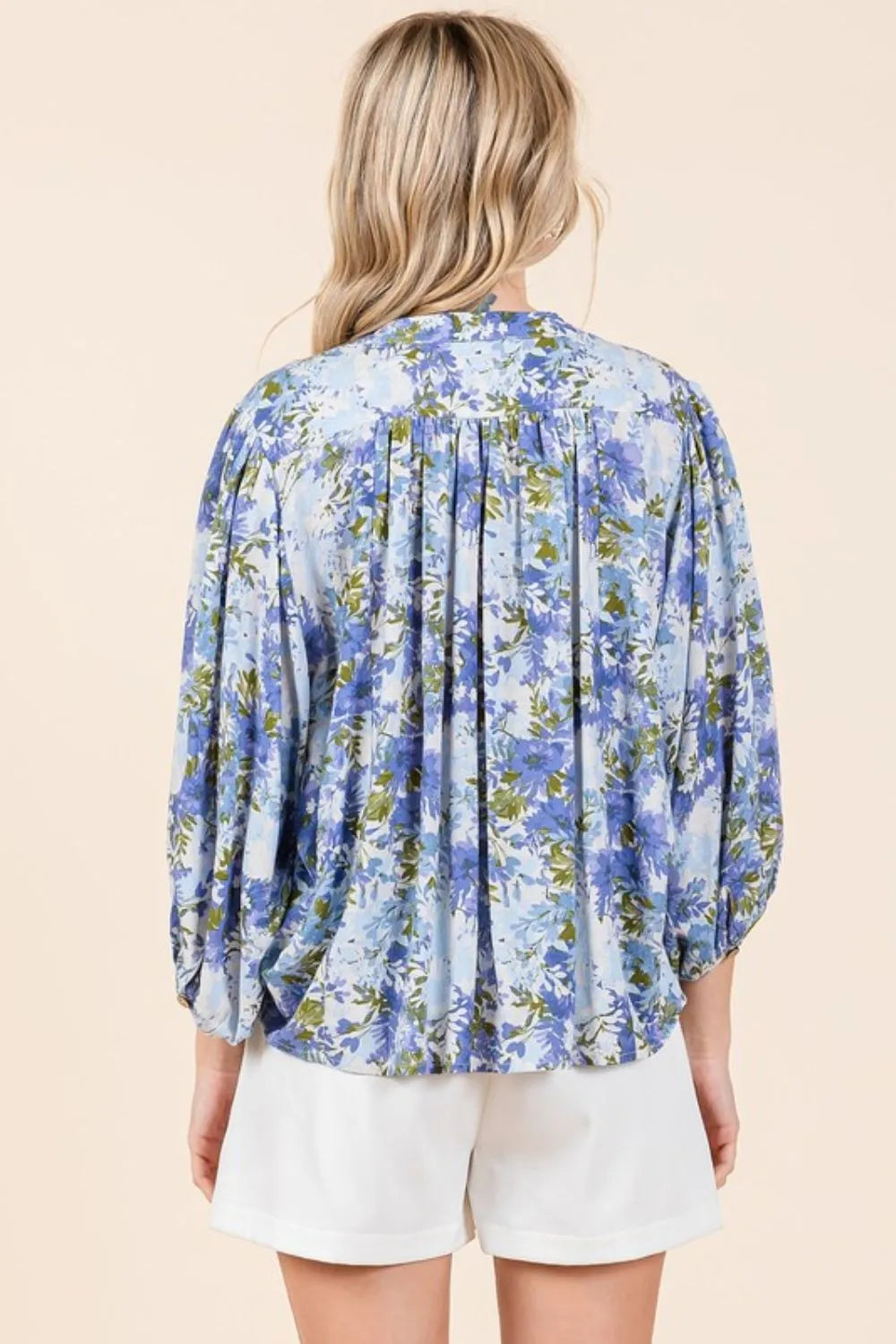 Mittoshop Flower Print Batwing Sleeve Button Down Blouse 4c9b729a-79e7-4d59-a6e0-319bb5432fce-Max