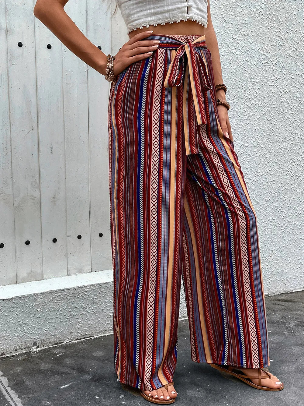 Perfee Tied Geometric Wide Leg Pants 4cbb7d4e-d8fb-42e9-b01d-2ea9ab9bc3d6-Max