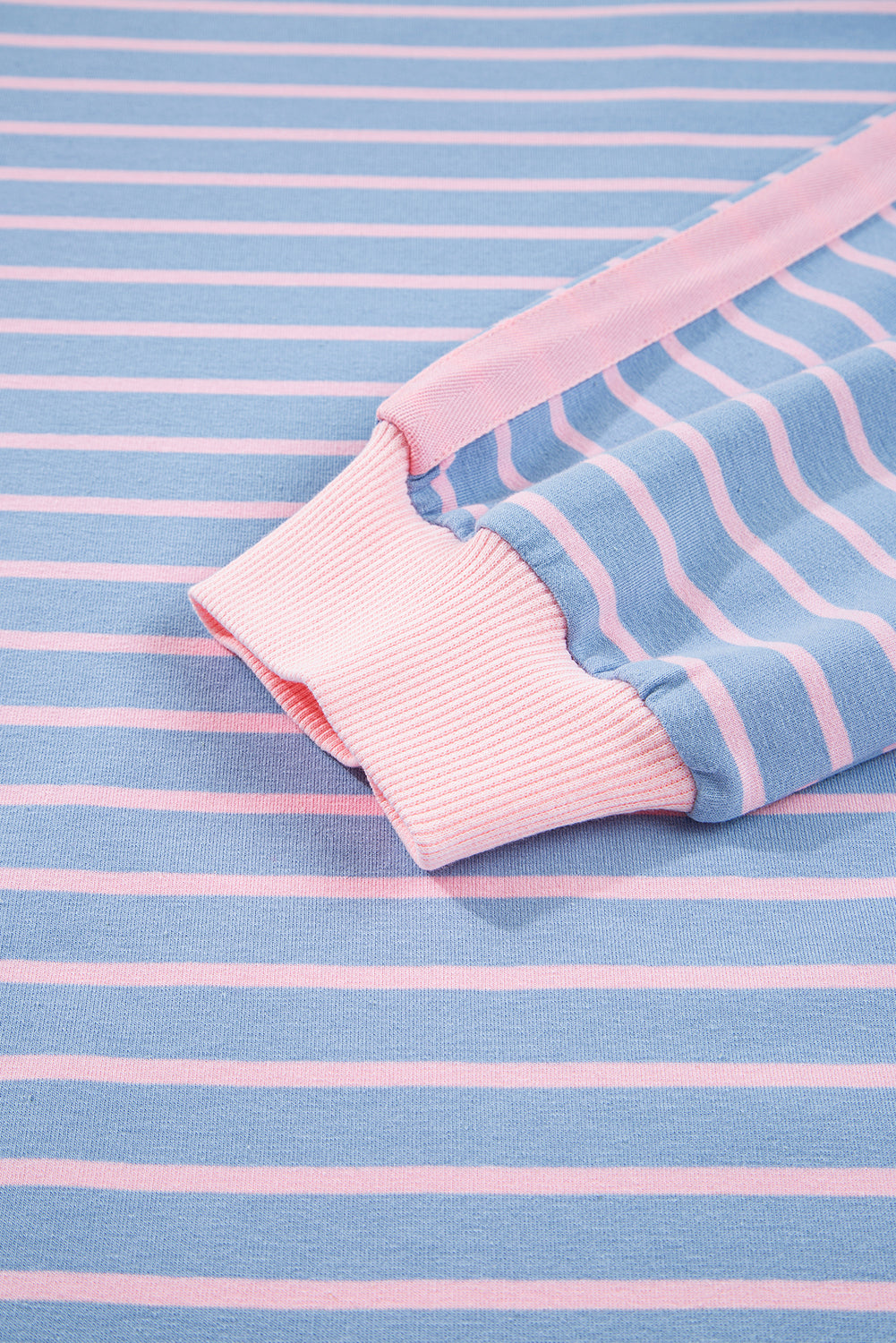 Sky Blue Stripe Oversized Contrast Trim Drop Shoulder Casual Top 4cbf6a0279aa3095