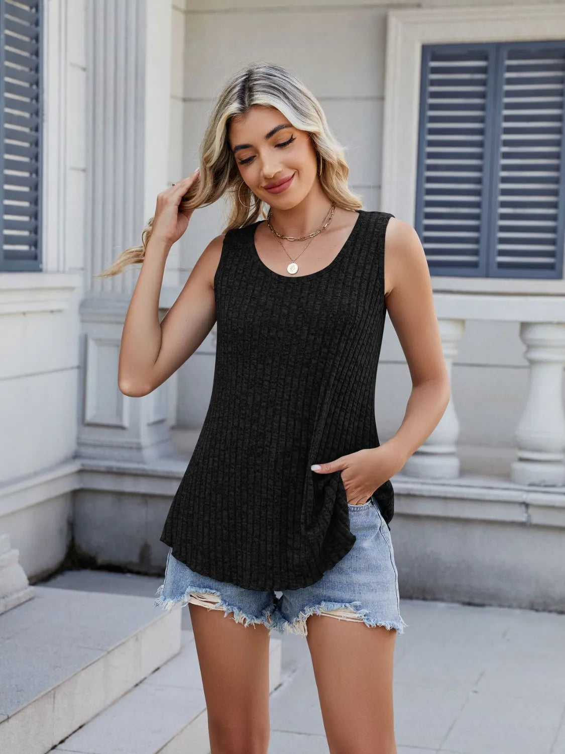 Ribbed Round Neck Tank 4cd2c4c3-2813-4916-8849-c29aa18d92ee-Max-Origin