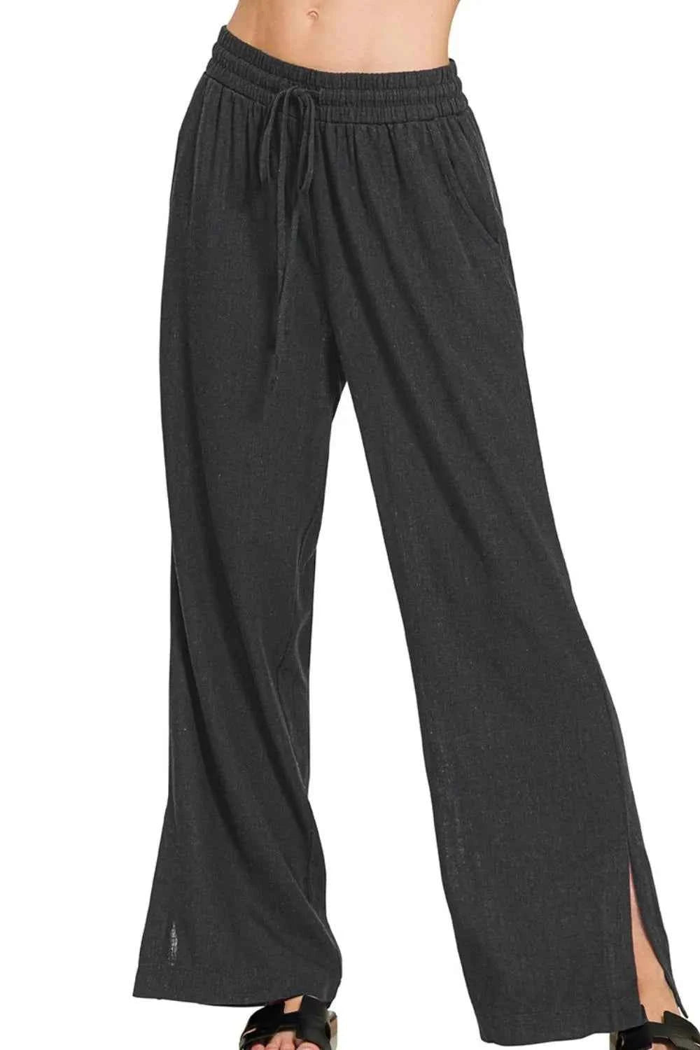 Zenana Linen Drawstring Pants BLACK 4cdc0386-1cb0-45fc-8b5c-d6caf4ddf606-Max-Origin