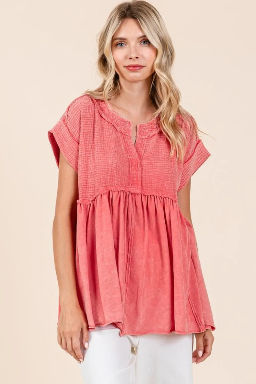 Mittoshop Mixed Media Mineral Wash Babydoll Short Sleeve Blouse 4d0c77c7-beb3-457b-a091-bbef349cedf1-Max