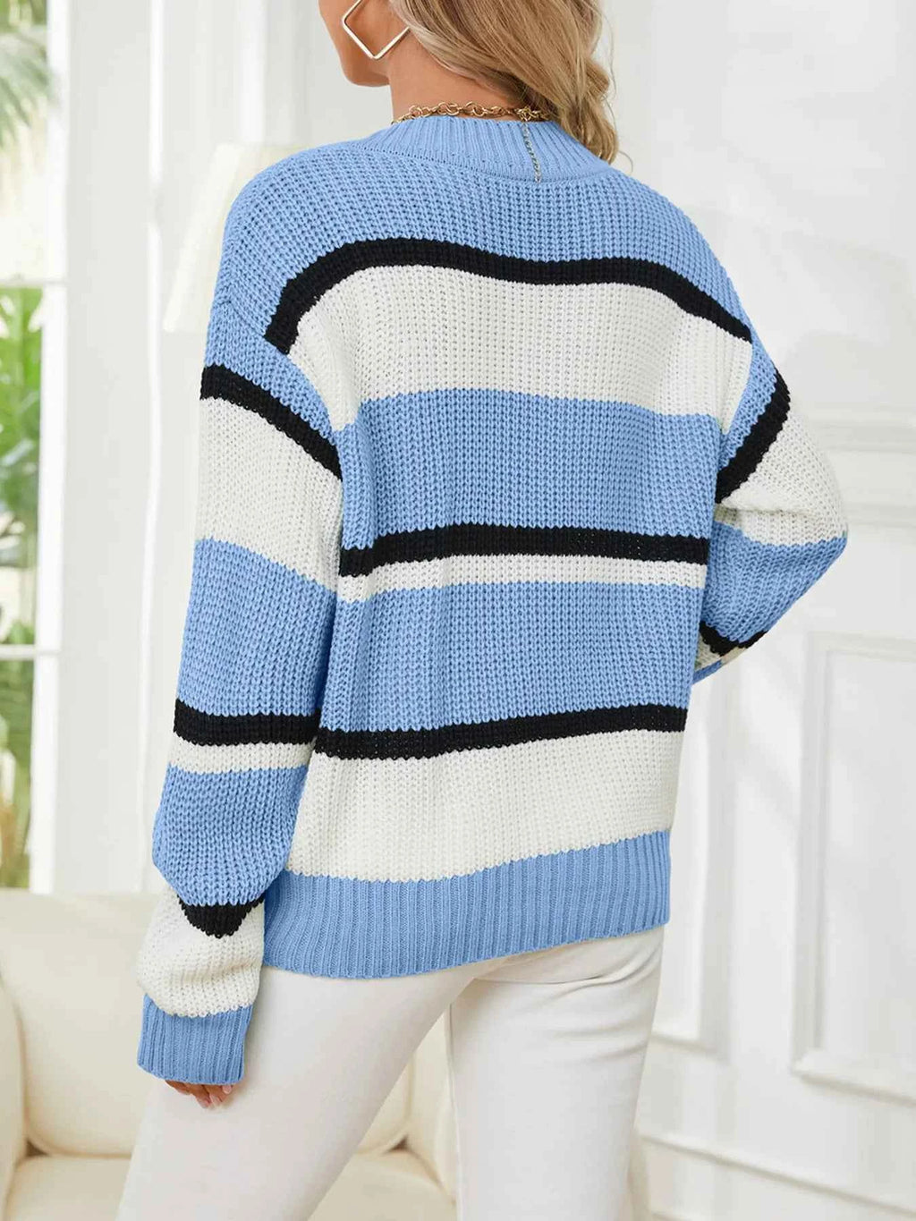 Striped V-Neck Color Block Sweater 4d375cafa0d24896af286dcc6b2c9963-Max-Origin
