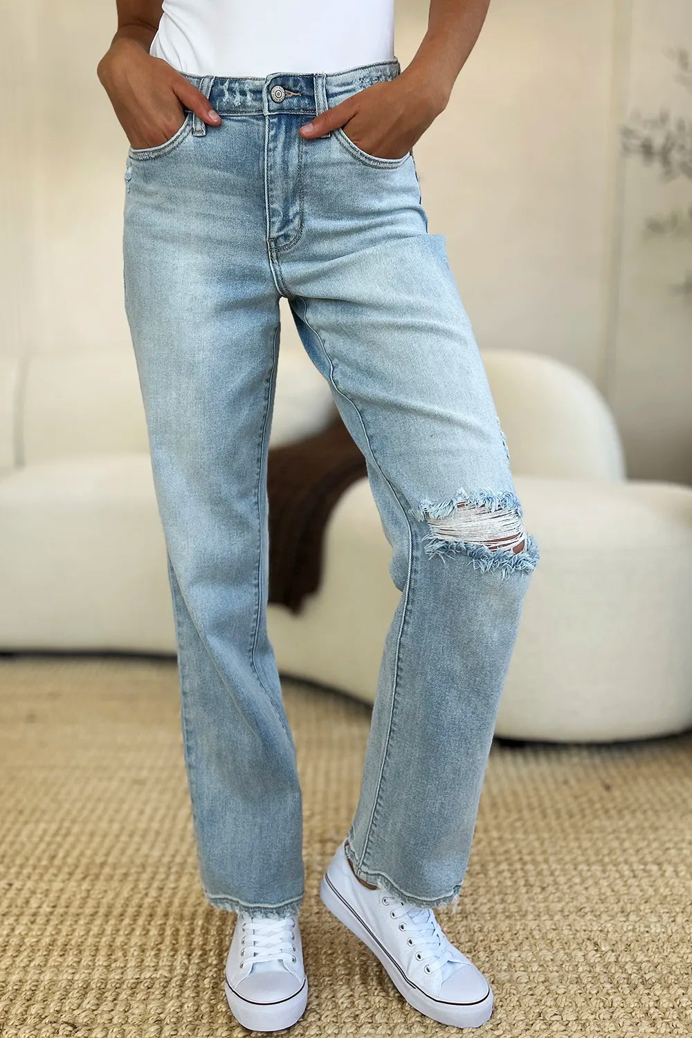 Judy Blue Full Size High Waist Distressed Straight Jeans 4d4b3f1e-ff8b-4f99-829b-15a96e5bec1b-Max