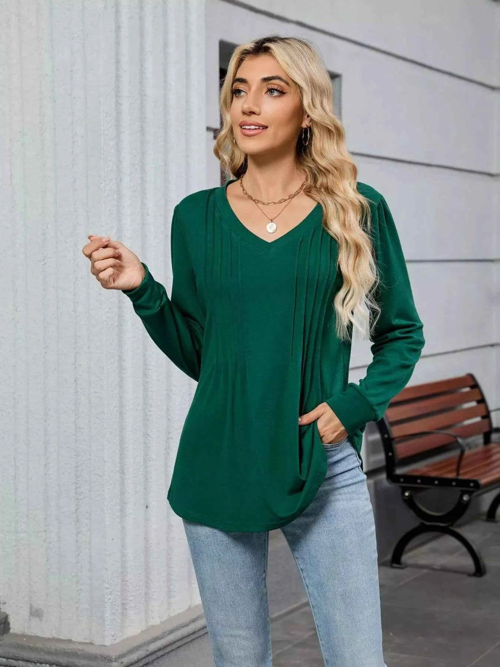 V-Neck Long Sleeve Relaxed Fit T-Shirt 4d619e6853f7424189dcf0c2d88081f1-Max-Origin
