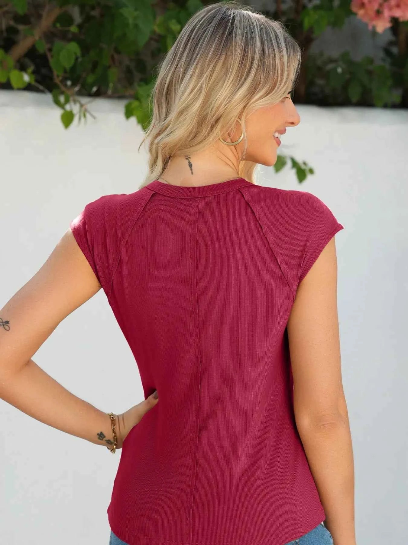 Round Neck Cap Sleeve T-Shirt 4d680d32-077c-4dad-b066-c2f0a5e7d364-Max-Origin