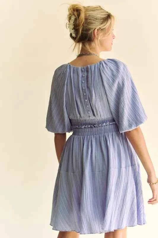 Davi & Dani Back Button Puff Sleeve Mini Dress 4d8b150d2806492191a44177335967e5-Max-Origin