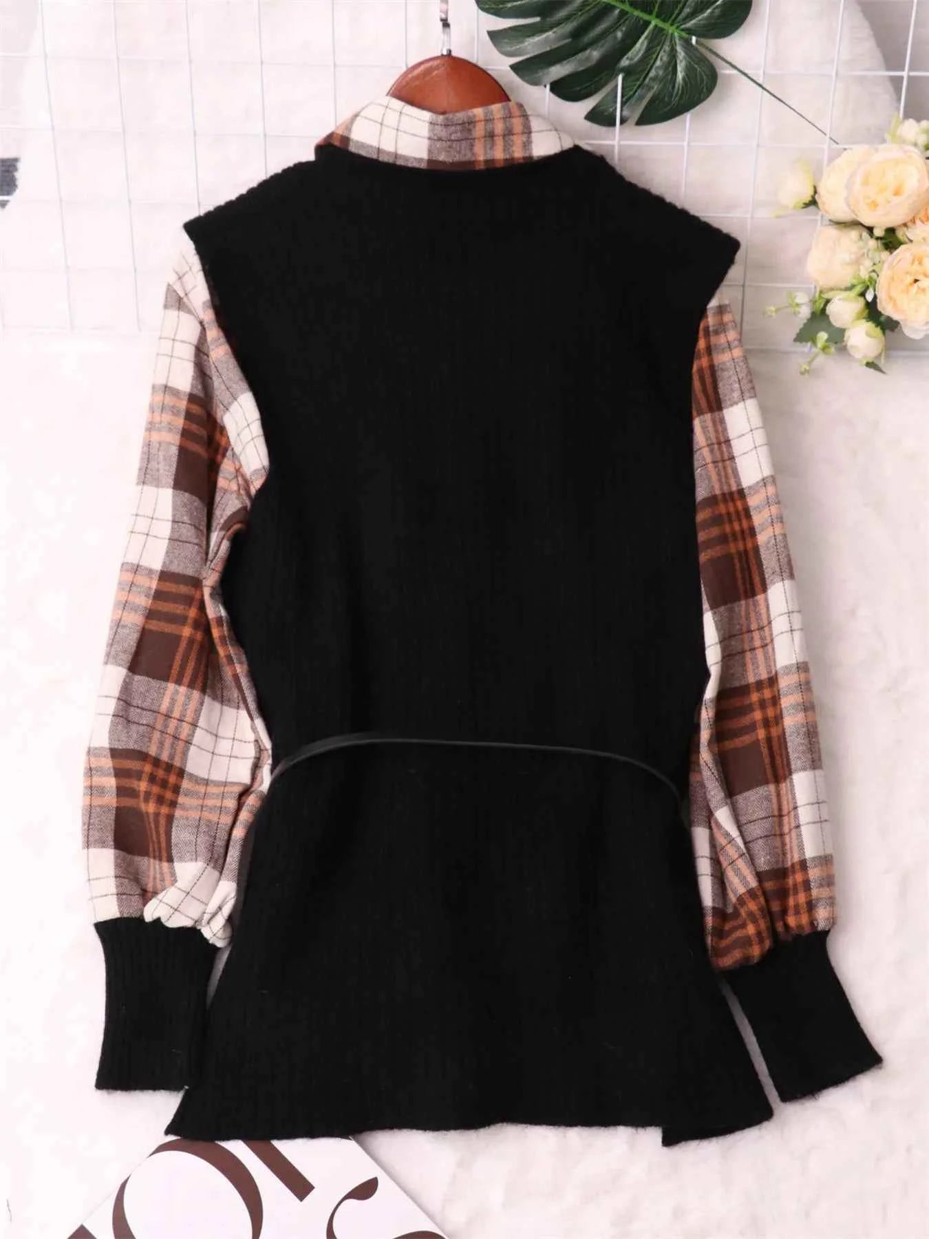 Plaid Long Sleeve Sweater Dress 4e3ecb12112c4c0095d6b811714c7ee6-Max-Origin