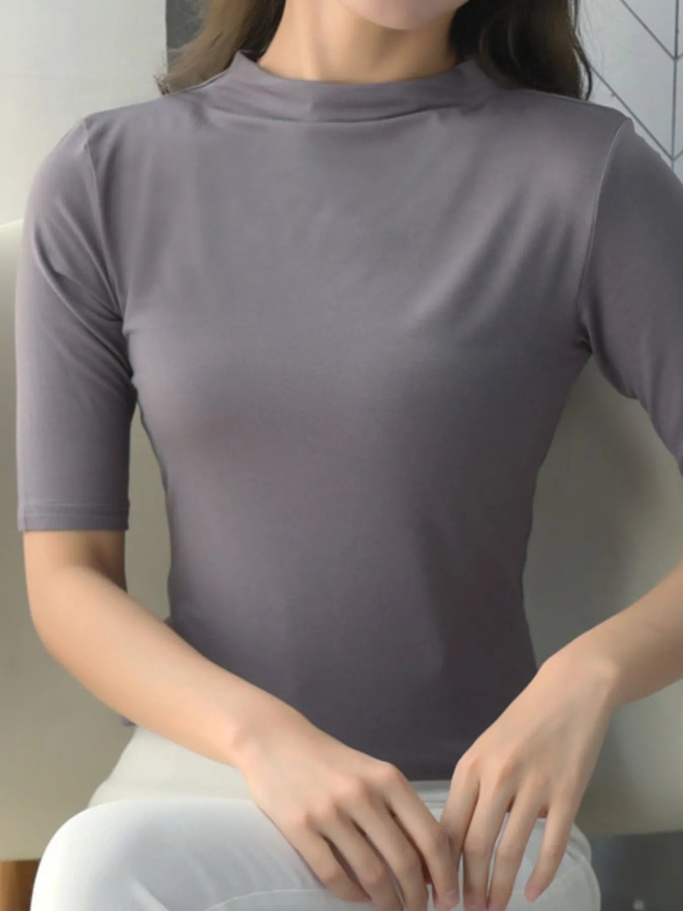 Solid Color Short Sleeve T-Shirt Gray 4e5a8535-7291-4e75-886f-cb635a6922eb-Max-Origin