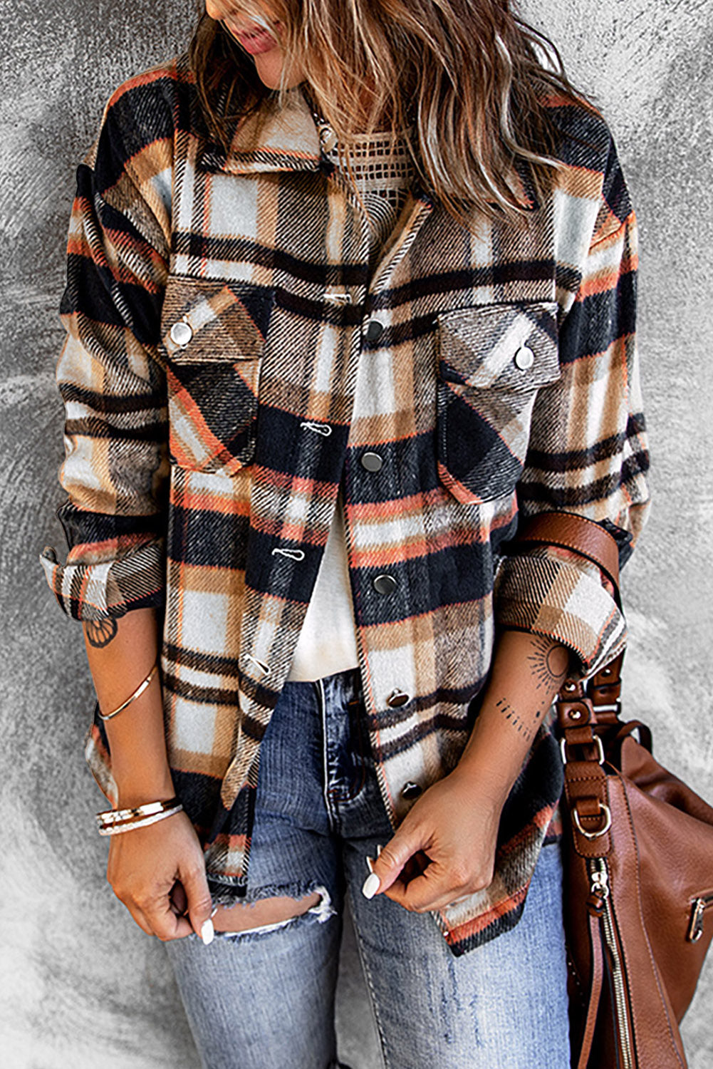 Red Plaid Button Front Pocket Shirt Shacket 4e61053c0174e87c