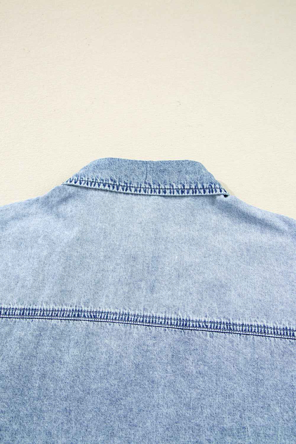 Beau Blue Chest Pocket Raw Hem Denim Loose Shirt Dress 4e8b8b31117c2e43