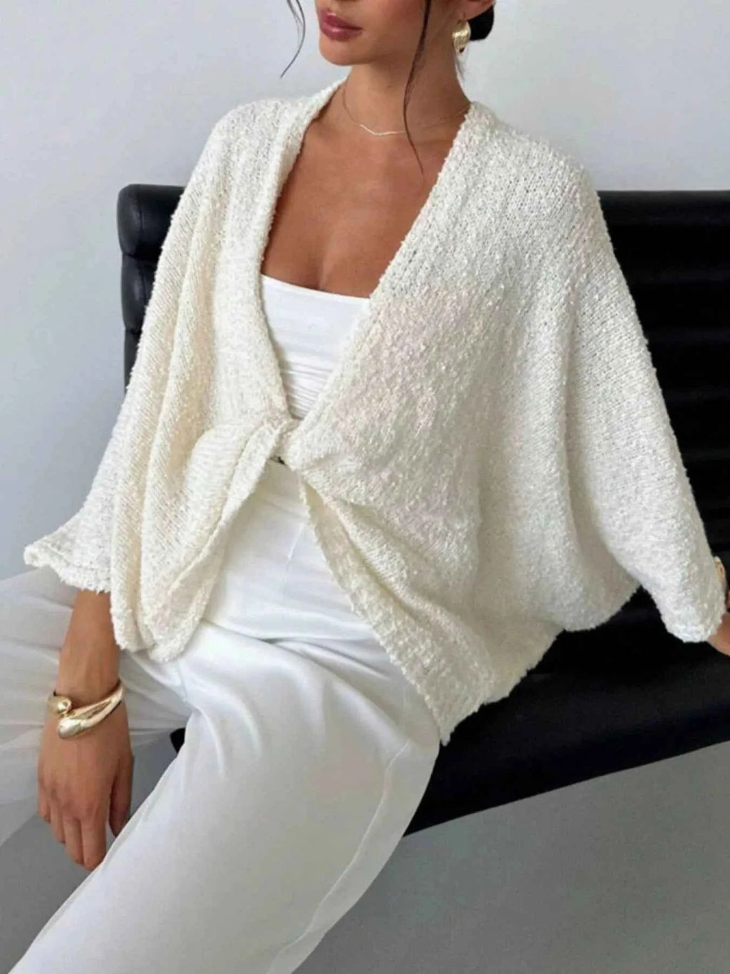 Twist-Front Textured Knit Cardigan 4ecb3f7a-d94c-458c-99b6-f80a4b50699c-Max-Origin