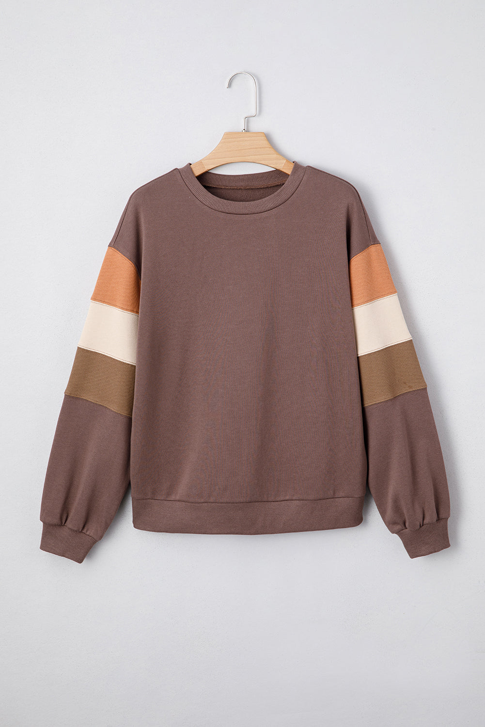 Dark Khaki Colorblock Drop Shoulder Pullover Casual Sweatshirt 4ef1a1183f29de3e