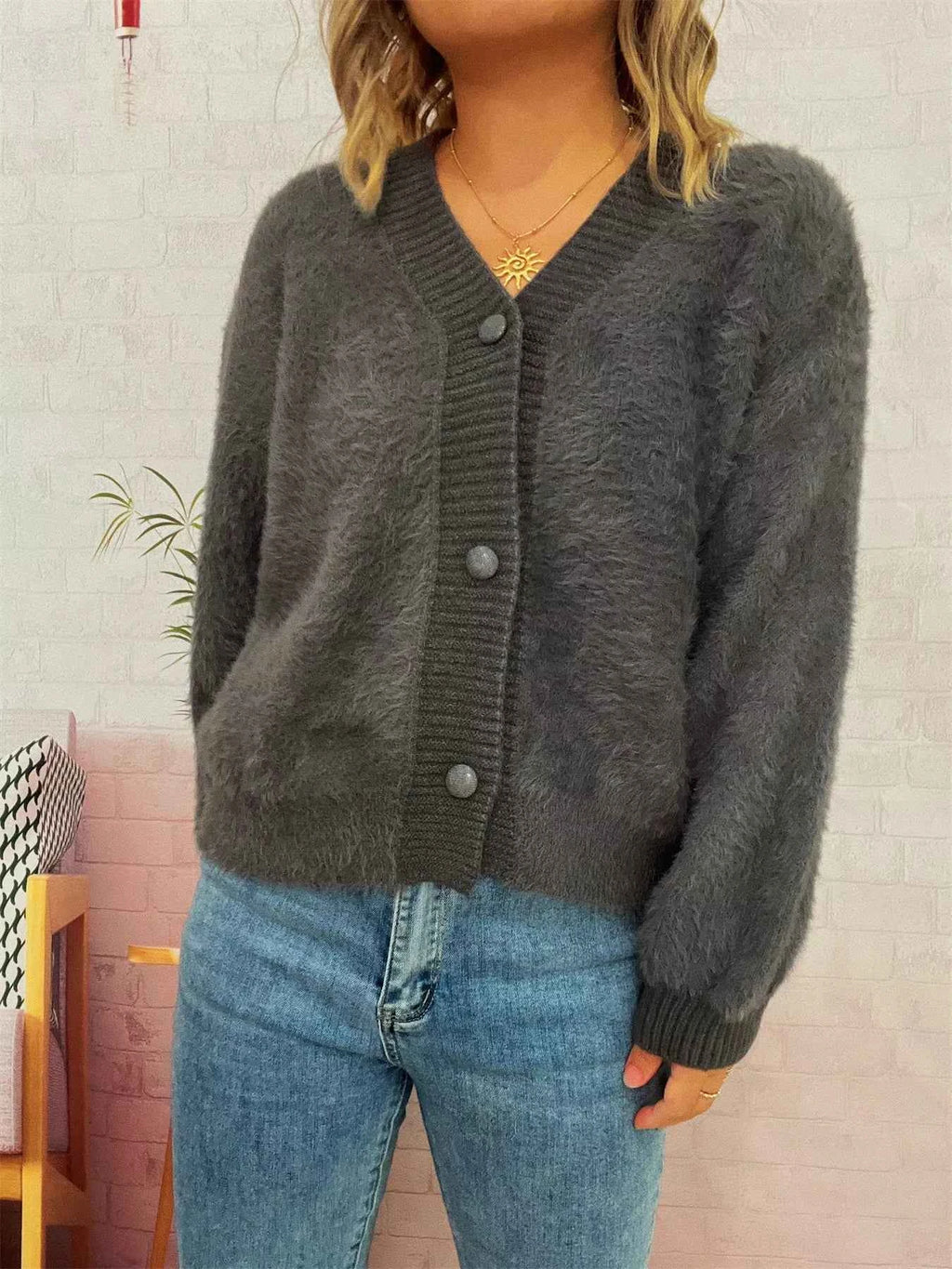 Fuzzy Button-Up Long Sleeve Cardigan 4efb87f36d4d4889b3f773e4481f6e4d-Max-Origin